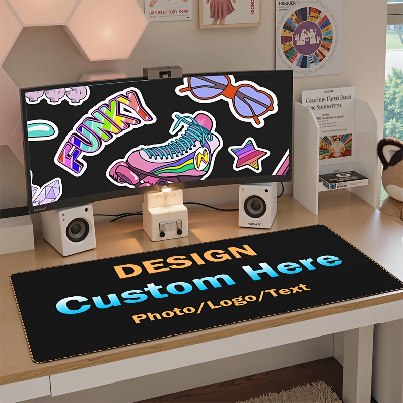 Home Office Logo - オリジナルデザインのマウスパッド。ロゴや写真を入れてカスタマイズ可能。XLサイズのゲーミングデスクマット。防水加工のゴム製マウスパッド。ご自宅やオフィス、ゲームに最適。