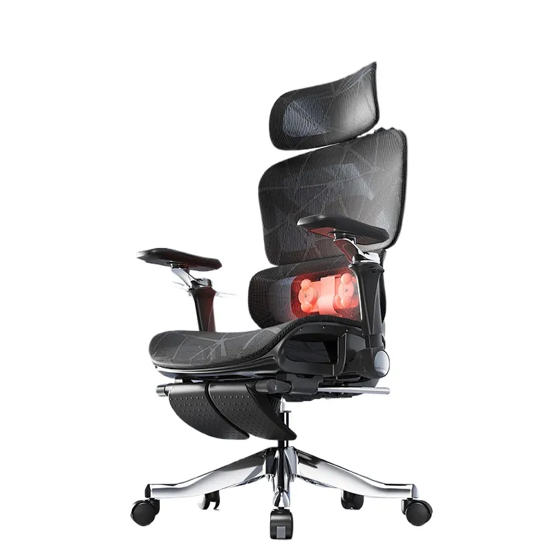 Ergonomic Office Chair - 人間工学に基づいたマッサージ機能付きランバーサポート加熱オフィスチェア、家庭用、快適な長時間座り心地、姿勢サポート、ゲーミングチェア