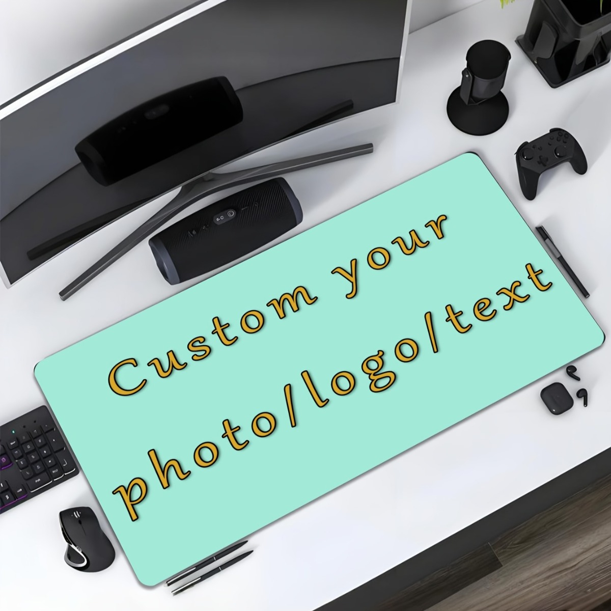 Home Office Logo - オリジナルデザインのマウスパッド。ロゴや写真を入れられます。XLサイズのゲーミングデスクマット。防水加工のゴム製で、ご自宅やオフィスでの使用に最適です。