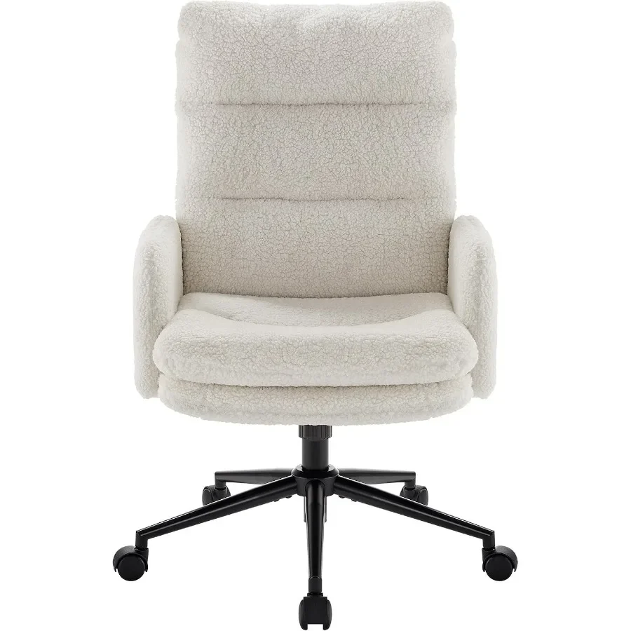 Ergonomic Office Chair - 人間工学に基づいた設計で、快適な姿勢をサポートするハイバックのホームオフィスチェア。高級感のあるPUレザーを使用し、白い仕上げ。アームレストと腰部サポートは調整可能。