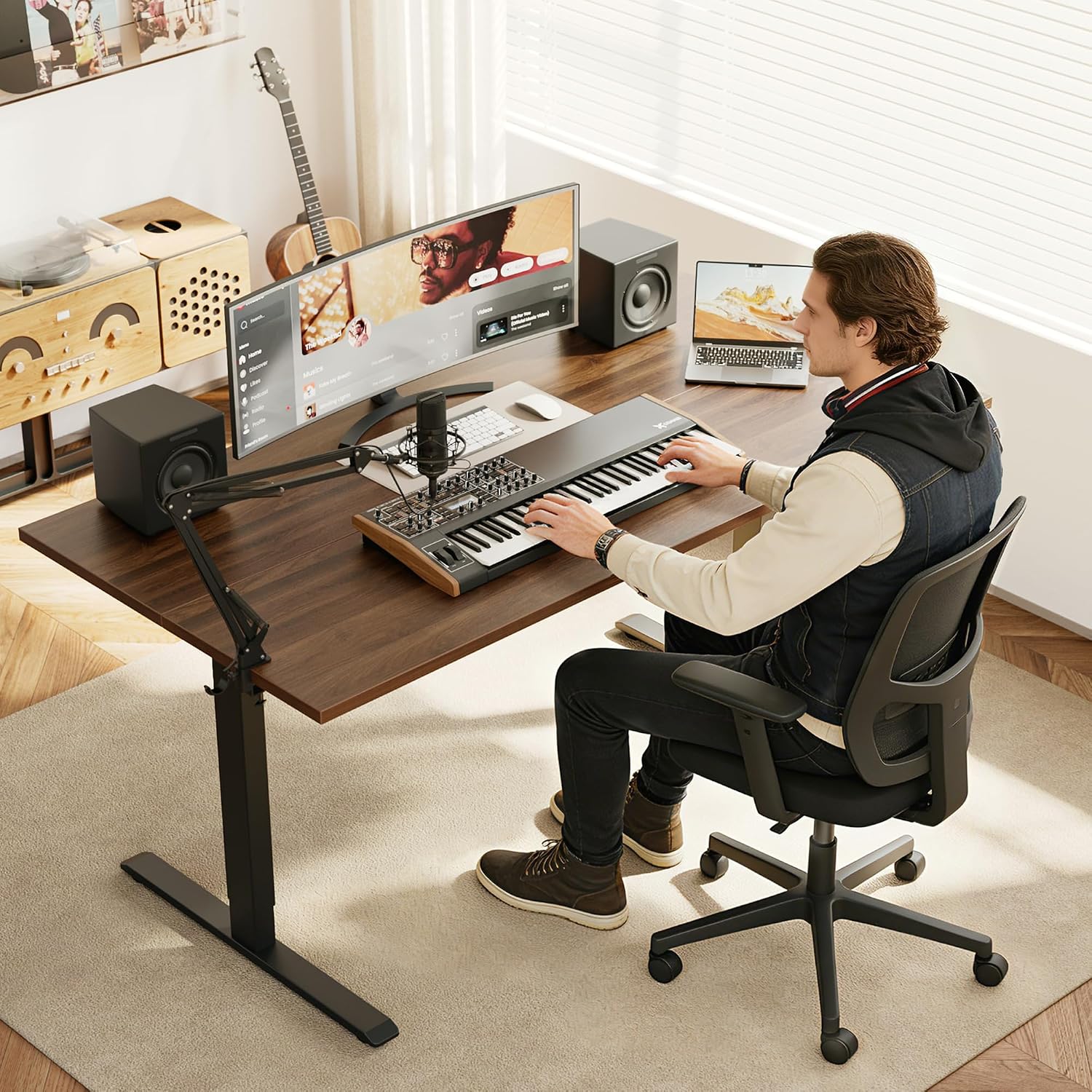 電動スタンディングデスク、55 x 28インチの高さ調節可能 - Home Office Work Table のレビューと価格