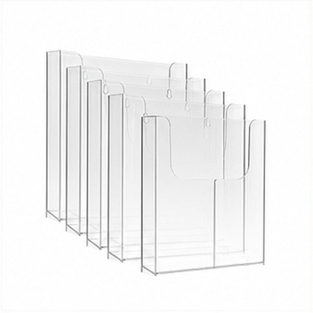 4個入り アクリル製 壁掛け式 パンフレットホルダー 透明  - Document Holder Stand のレビューと価格