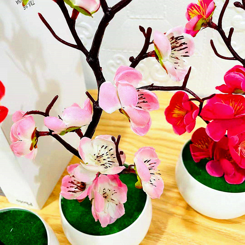 シミュレーション梅の花鉢植え人工プラスチック造花ホームオフィ - Home Office Layout のレビューと価格