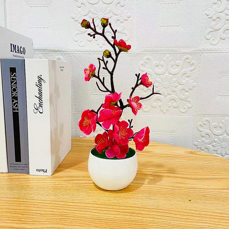 シミュレーション梅の花鉢植え人工プラスチック造花ホームオフィ - Home Office Layout のレビューと価格