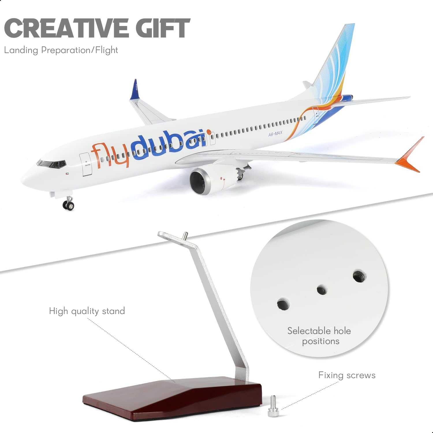 1/85 スケール ドバイ B737 樹脂ダイキャスト飛行機 - Home Office Dubai のレビューと価格