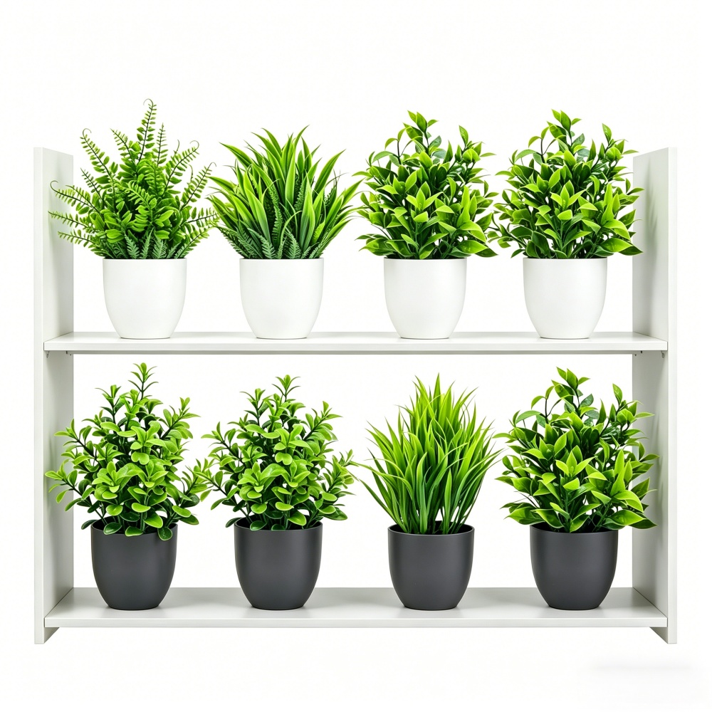 4個セット ミニ人工植物 鉢植え 室内/屋外装飾 グリーン盆 - Home Office Layout のレビューと価格