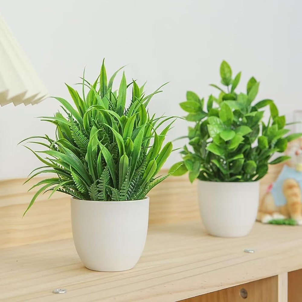 4個セット ミニ人工植物 鉢植え 室内/屋外装飾 グリーン盆 - Home Office Layout のレビューと価格