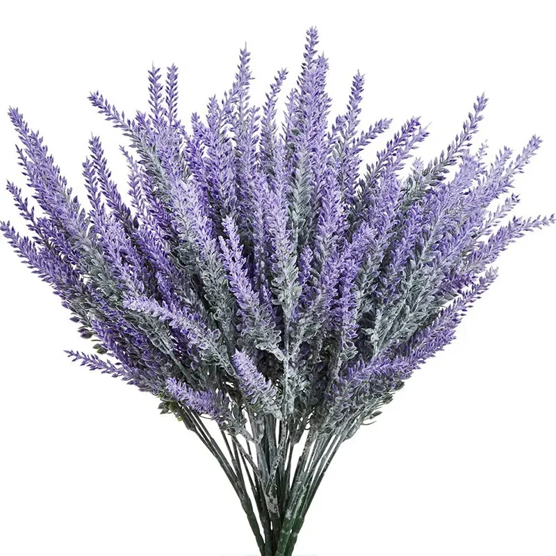 1 バンドル紫色の人工ラベンダーの花の花束人工植物家庭用屋外 - Home Office Layout のレビューと価格